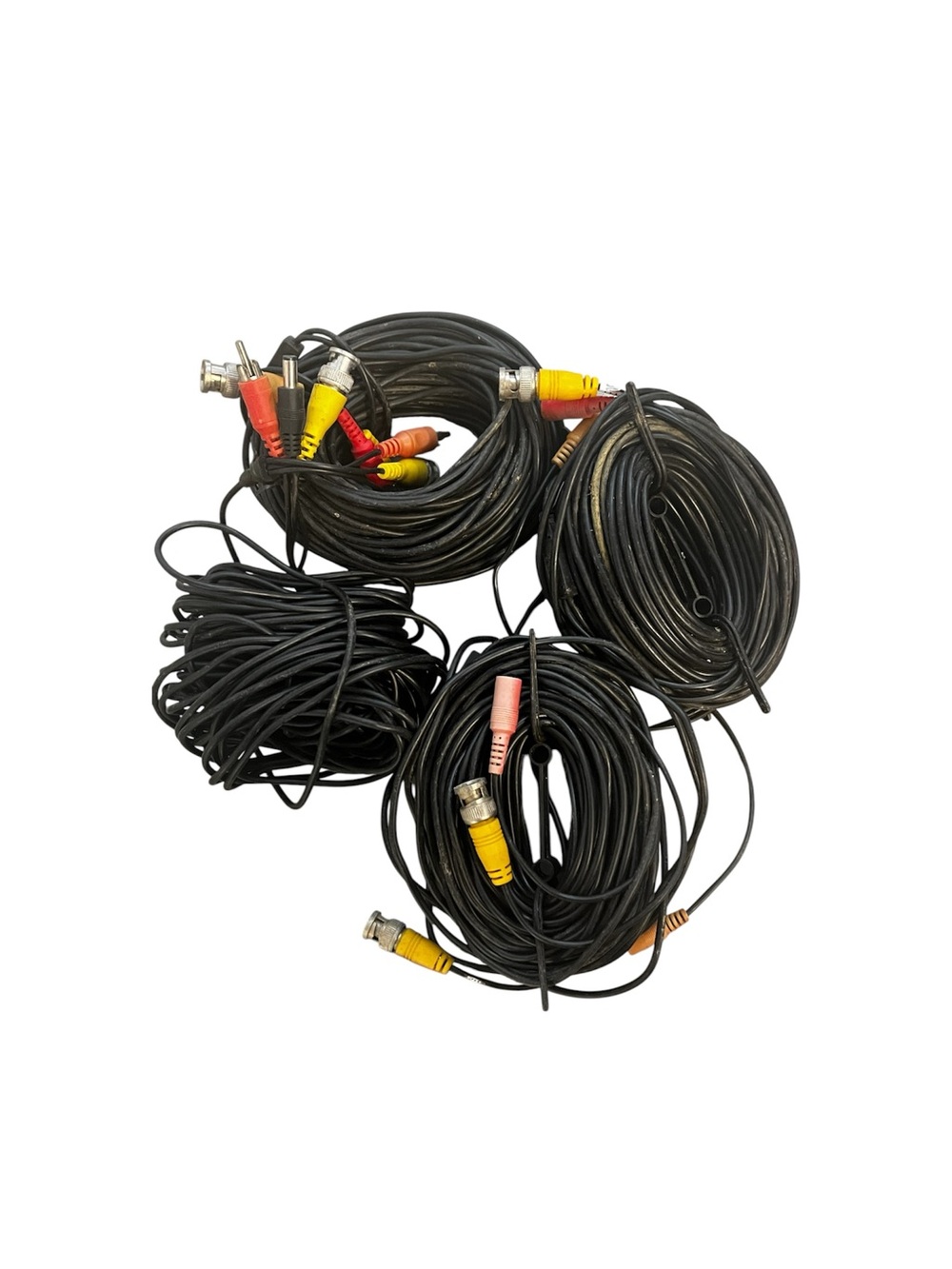 Lot of 4 CCTV Security Camera Cables BNC Video DC Power Siamese Cord Up To 50ft